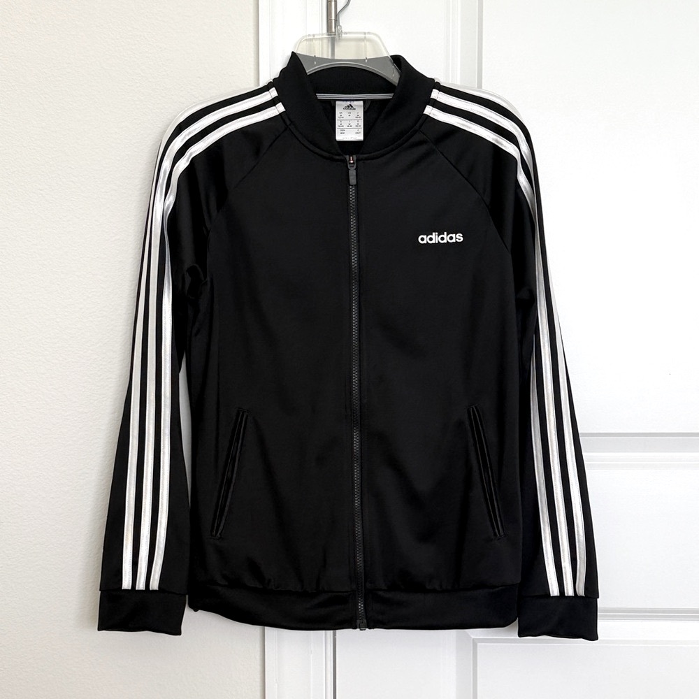 Adidas Black Zip-Up Jacket with White Logo